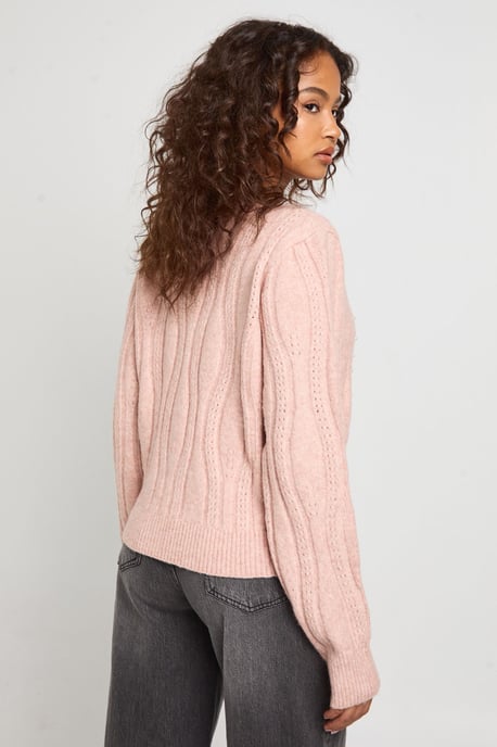 Pearl Cable Detail Fitted Knit Cardigan - Image 2