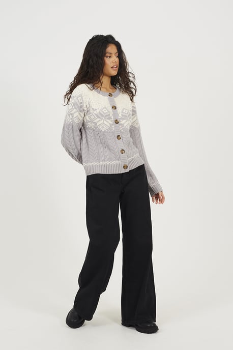 Grey Snowflake Fairisle Christmas Cardigan - Image 3