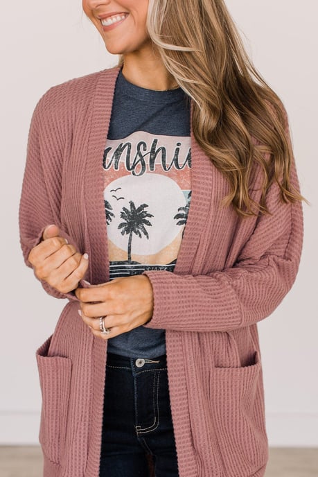 Waffle Knit Cardigan Relaxed Fit - Image 4