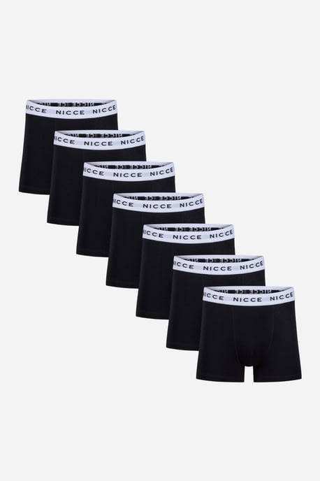 Black 7-Pack Cotton Rich Boxer Briefs With Logo Waistband In Classic Block Colour Design - Image 1