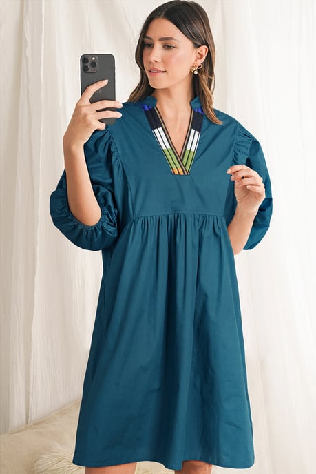 Mini Dress Vneck 34 Sleeves - Image 3