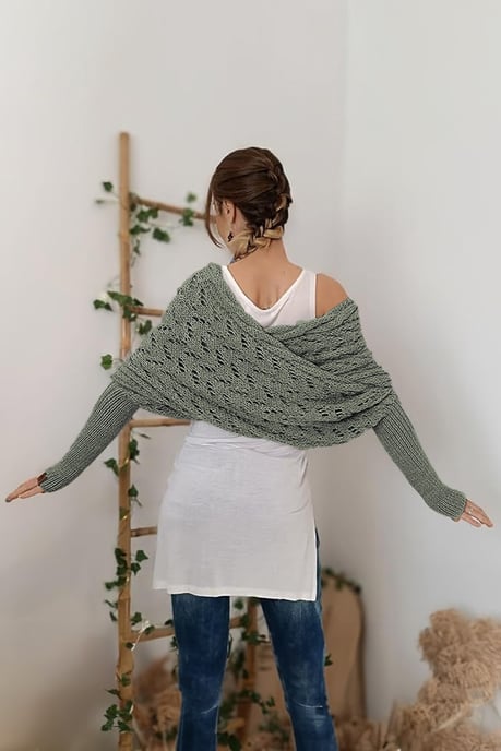 Oversized Knitted Lace Cardigan Sweater - Image 3