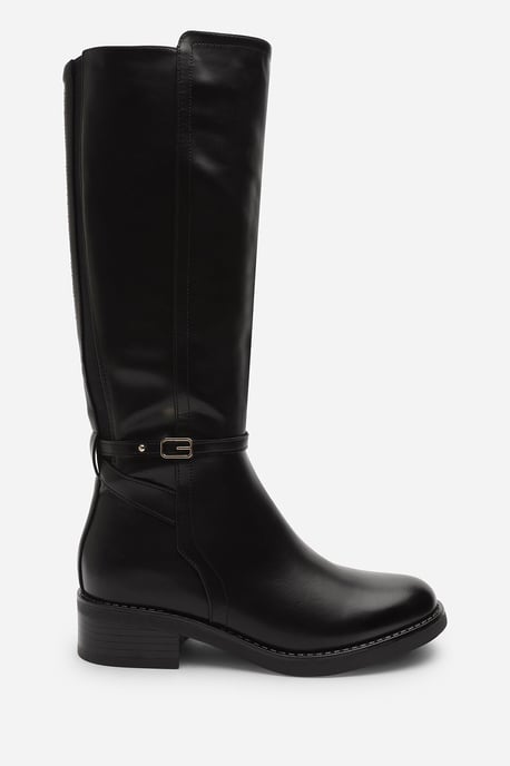 Wheres That From Womens 'Fiorella' Knee High Low Heel Boots with Side Buckle Detail - Image 3