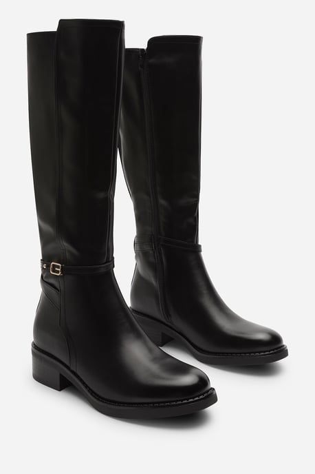 Wheres That From Womens 'Fiorella' Knee High Low Heel Boots with Side Buckle Detail - Image 5