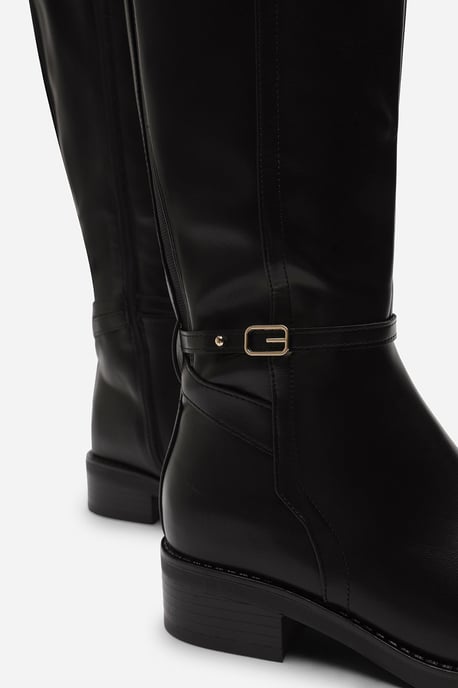 Wheres That From Womens 'Fiorella' Knee High Low Heel Boots with Side Buckle Detail - Image 6