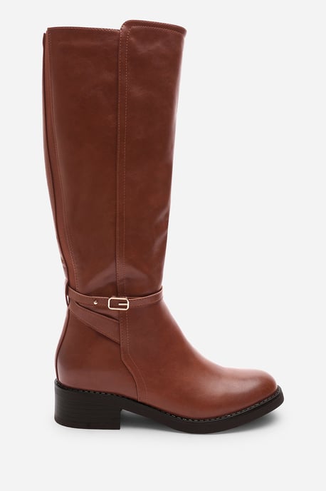 Wheres That From Womens 'Fiorella' Knee High Low Heel Boots with Side Buckle Detail - Image 2