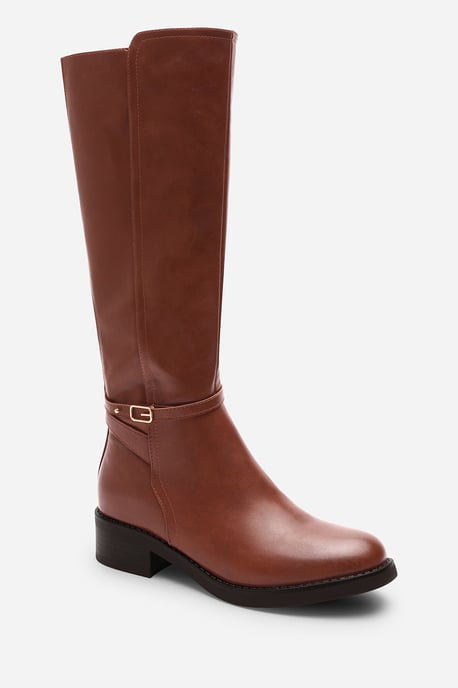 Wheres That From Womens 'Fiorella' Knee High Low Heel Boots with Side Buckle Detail - Image 4