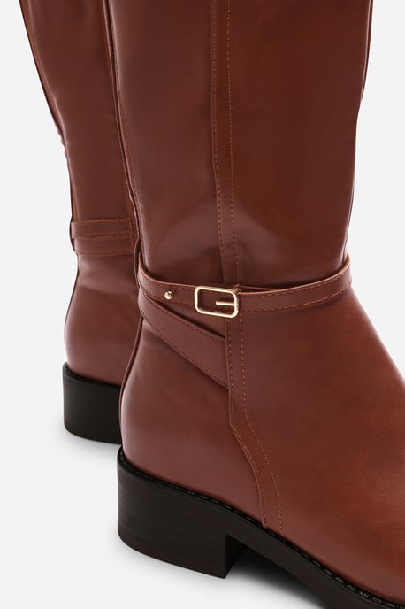 Wheres That From Womens 'Fiorella' Knee High Low Heel Boots with Side Buckle Detail - Image 5