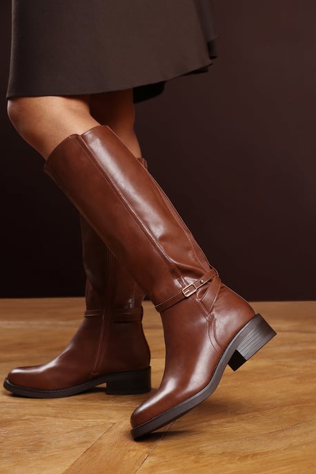 Wheres That From Womens 'Fiorella' Knee High Low Heel Boots with Side Buckle Detail - Image 6