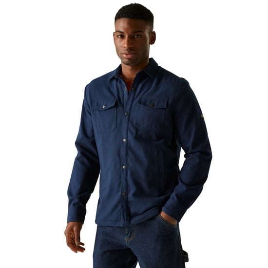 Regatta Mens Spennith Plain Shirt Jacket (Navy Blue/Glazed Ginger) - Image 4