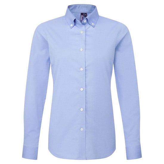 Premier Dames/Dames Supreme Oxford Overhemd met lange mouwen (Blauw Oxford) - Image 1
