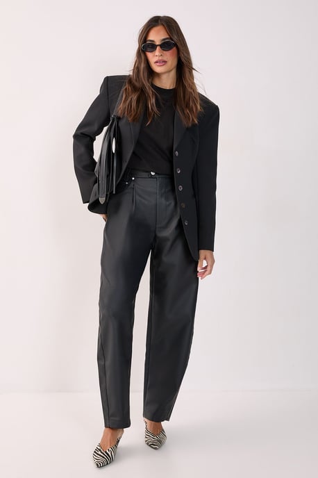 Barrel Leg Faux Leather Pants - Image 1