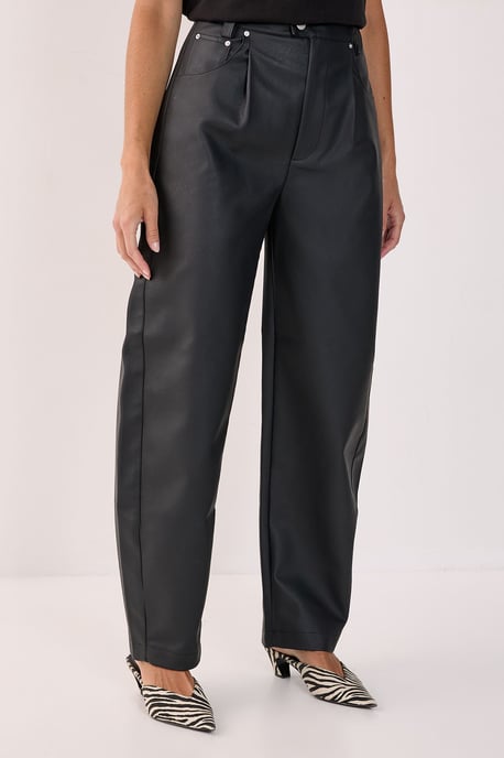 Barrel Leg Faux Leather Pants - Image 2