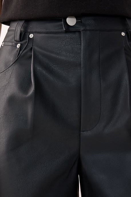 Barrel Leg Faux Leather Pants - Image 4