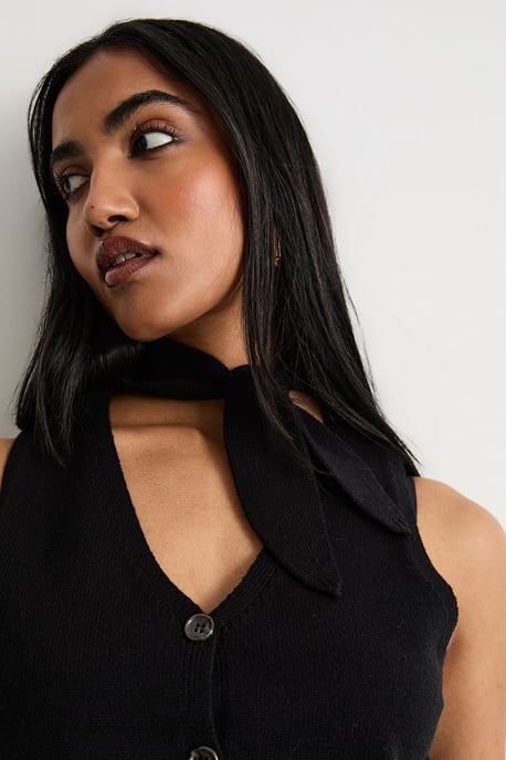 Tie Neck Knitted Vest - Image 4