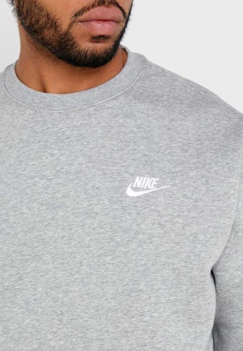 Nike Mens Crewneck Embroiderey Sweatshirt in Grey - Image 3