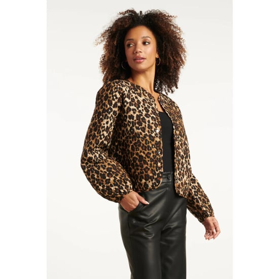 Smashed Lemon Kort zwart en bruin cheetah print damesjack | - Image 6