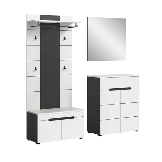 Furnilux Garderobeset canu, 4-delige set inclusief bank, paneel, schoenenkast, spiegel - Image 1