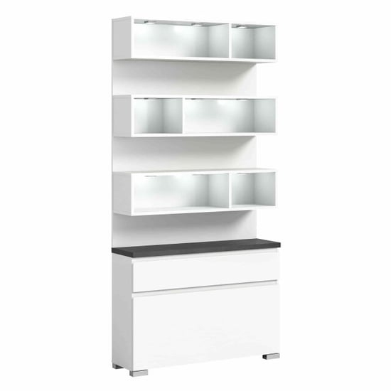 Furnilux Shoelove schoenenkast wandkast 1 klep, 1 lade, planken met licht , grijs - Image 1