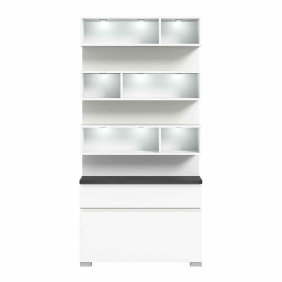 Furnilux Shoelove schoenenkast wandkast 1 klep, 1 lade, planken met licht , grijs - Image 2