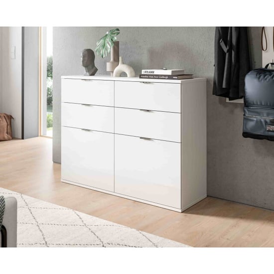Furnilux Projektx schoenenkast 4 laden 2 klepdeuren hoogglans - Image 4