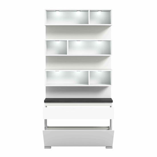 Furnilux Shoelove schoenenkast wandkast 1 klep, 1 lade, planken met licht , grijs - Image 3