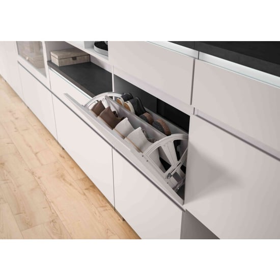 Furnilux Shoelove schoenenkast wandkast 1 klep, 1 lade, planken met licht , grijs - Image 4