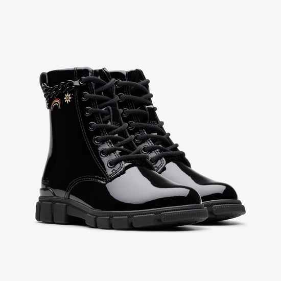 Evyn Charm Kid Black Patent Boots - Image 4