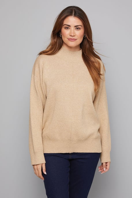Seam Detail Funnel Neck Jumper - Image 1