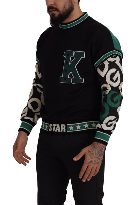 Zwarte Katoenen Sweatshirt Met Ronde Hals Breiwerk - Image 2