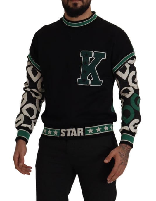 Zwarte Katoenen Sweatshirt Met Ronde Hals Breiwerk - Image 5