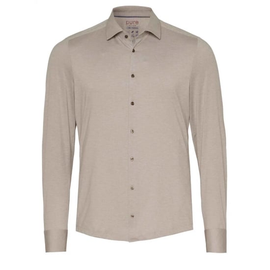 Pure 4030-21750 210 effen beige heren overhemd lange mouw - Image 1