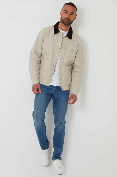 Stone Cord Collar Button Up Utility Jacket - Image 3