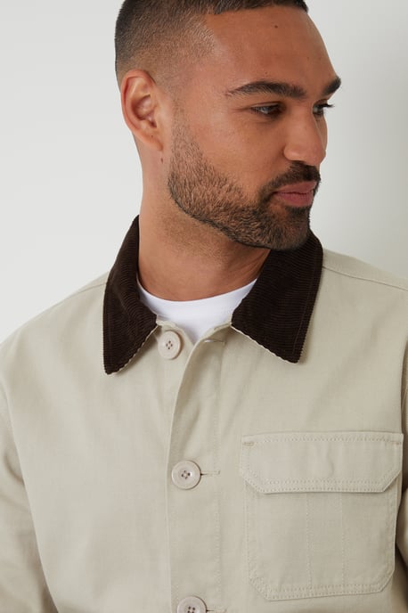 Stone Cord Collar Button Up Utility Jacket - Image 4