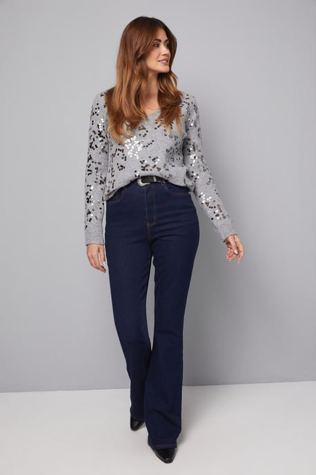 Sequin Collared V Neck Jumper - Image 4