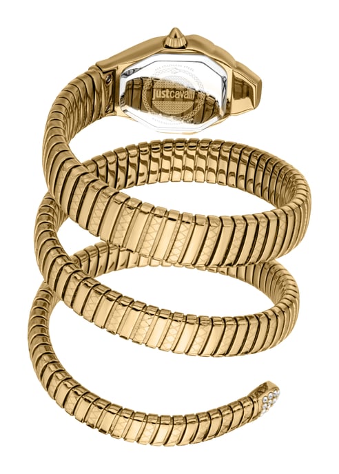 Just Cavalli Snake Watch, Gold Color Case, Dark Green Dial, Gold Color Stainless Steel Bracelet - Image 2