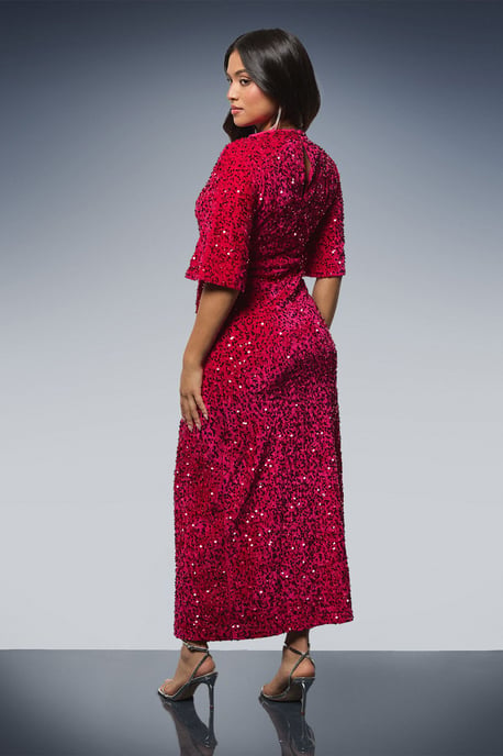 Petite Velvet Sequin Midi Dress - Image 3