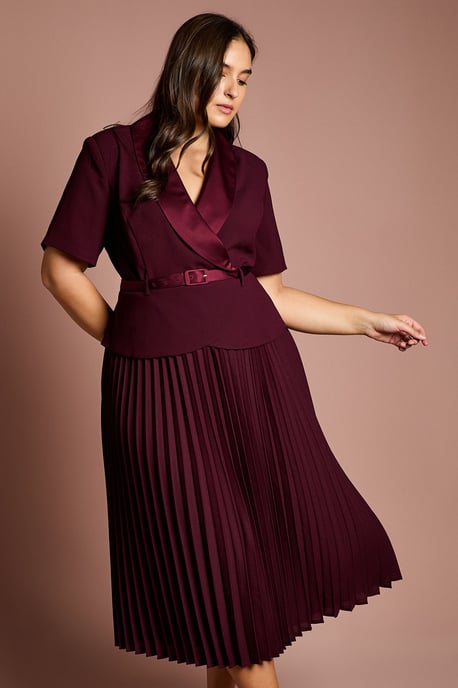 Plus 2 In 1 Wrap Dress With Pleated Skirt - Image 2