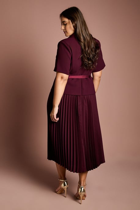 Plus 2 In 1 Wrap Dress With Pleated Skirt - Image 3