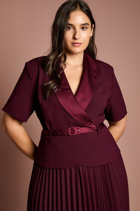 Plus 2 In 1 Wrap Dress With Pleated Skirt - Image 4