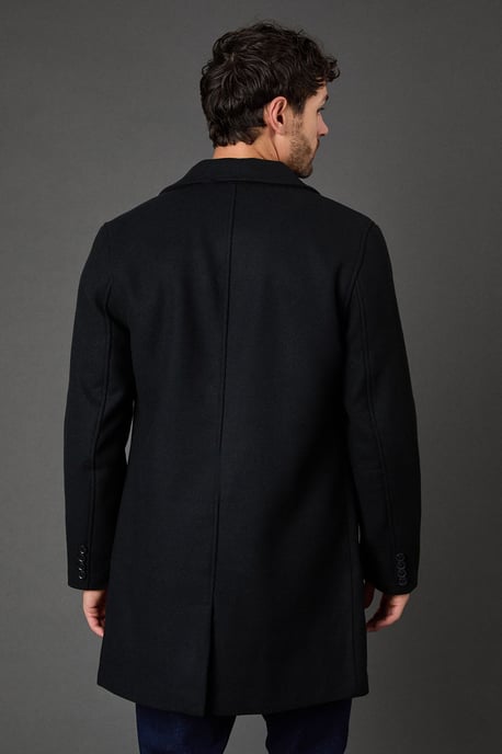 Black Double Breasted Wool Blend Coat - Image 4