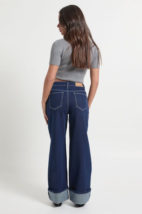 Petite Turn Up High Waist Straight Leg Jean - Image 2