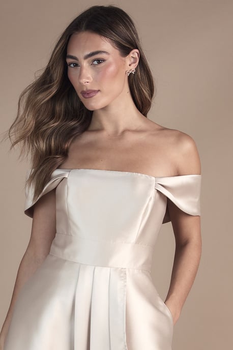 Bardot Twill Waterfall Bridesmaid Dress - Image 2