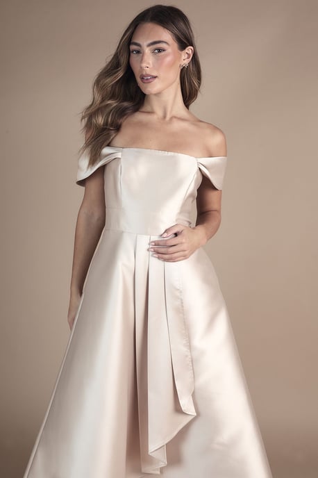 Bardot Twill Waterfall Bridesmaid Dress - Image 4