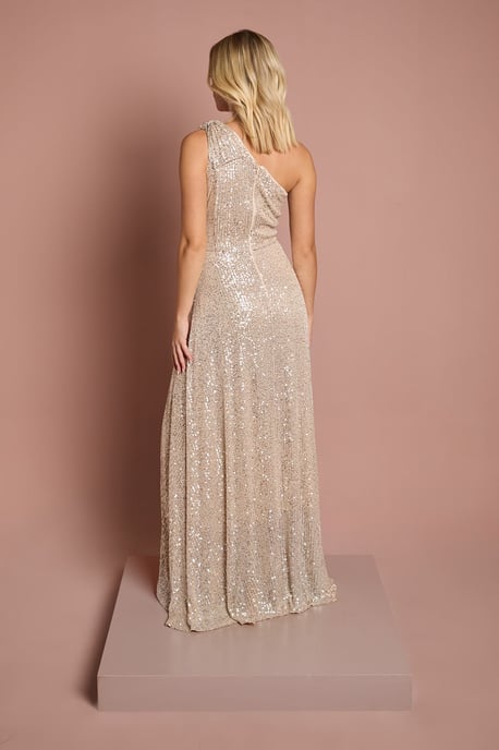 Teen Coast Sequin Bow One Shoulder Maxi Bridesmaid Dress - Image 3