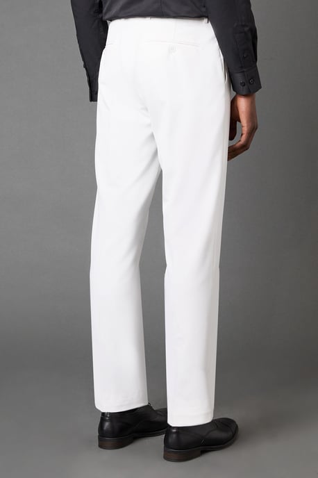 White Slim Fit Tuxedo Trousers - Image 3