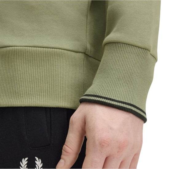Fred Perry Mens Half Zip Sweatshirt OLive Mint - Image 4