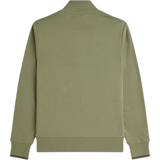 Fred Perry Mens Half Zip Sweatshirt OLive Mint - Image 5