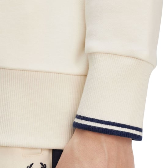 Fred Perry Mens Half Zip Sweatshirt Ecru - Image 3