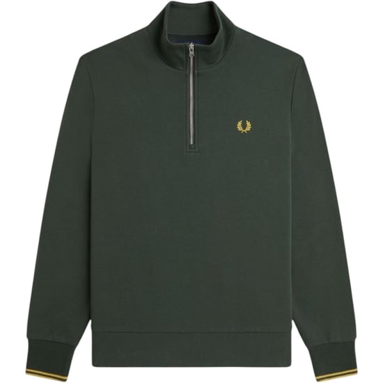 Fred Perry Mens Half Zip Sweatshirt Court Green - Image 1